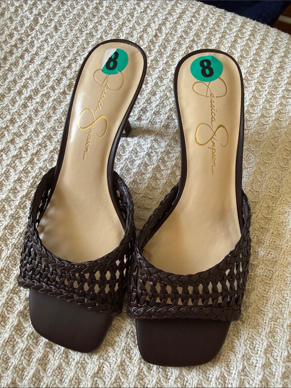 Jessica Simpson Dark Brown Woven Slide Mules